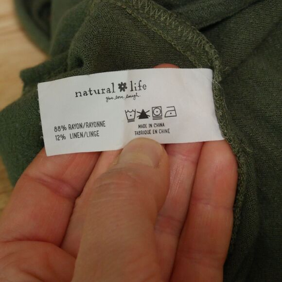 Natural Life Medium Overalls Carly Jumpsuit Linen Blend Olive Green Relaxed Boho - Picture 7 of 7